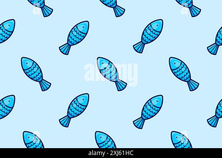 Cartoon fish. Seamless vector pattern. Stock Vector