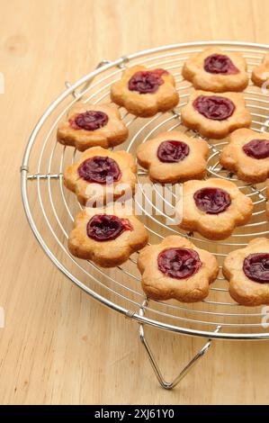 Raspberry shortbread cookies Stock Photo