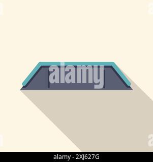 Turquoise springboard for jumping into swimming pool on white background with long shadow Stock Vector