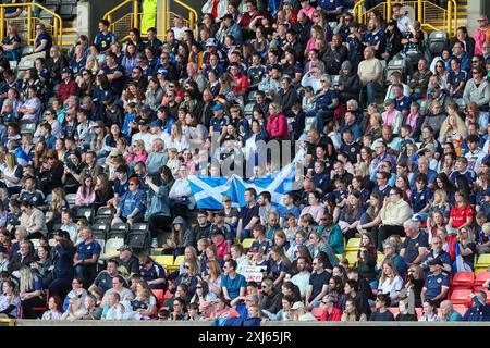 Glasgow, UK. 16th July, 2024. Scotland played Serbia at Firhill Stadium, Glasgow, Scotland, UK in the European Women's Championship 2025 qualifier. The score was Scotland 1 - 0 Serbia and the winning goal was scored by Kirsty Hanson (Scotland 10) in 42 minutes. Hanson was also awarded 'Player of the Match'. Credit: Findlay/Alamy Live News Stock Photo