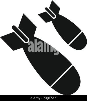 Black silhouette of a pair of deadly aerial bombs falling down Stock Vector