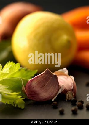 Ingredients for veal blanquette Stock Photo