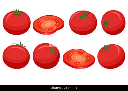 Isometric red tomatoes. Red tomatoes are juicy fruits widely used in cooking. They re rich in vitamins and antioxidants, adding vibrant color and Stock Vector