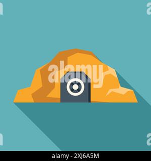 Round sealed metal door is leading to an underground bunker Stock Vector