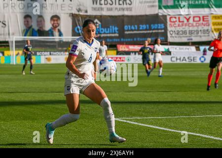 Glasgow, UK. 16th July, 2024. Scotland played Serbia at Firhill Stadium, Glasgow, Scotland, UK in the European Women's Championship 2025 qualifier. The score was Scotland 1 - 0 Serbia and the winning goal was scored by Kirsty Hanson (Scotland 10) in 42 minutes. Hanson was also awarded 'Player of the Match'. Credit: Findlay/Alamy Live News Stock Photo