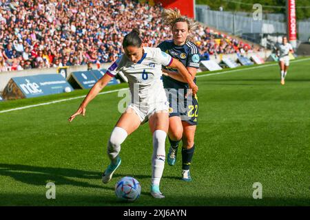 Glasgow, UK. 16th July, 2024. Scotland played Serbia at Firhill Stadium, Glasgow, Scotland, UK in the European Women's Championship 2025 qualifier. The score was Scotland 1 - 0 Serbia and the winning goal was scored by Kirsty Hanson (Scotland 10) in 42 minutes. Hanson was also awarded 'Player of the Match'. Credit: Findlay/Alamy Live News Stock Photo