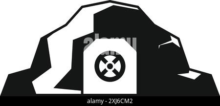 Black and white icon of a bunker representing a nuclear fallout shelter Stock Vector