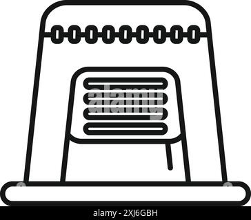 Electric heater warming up a cold room, simple black and white icon Stock Vector