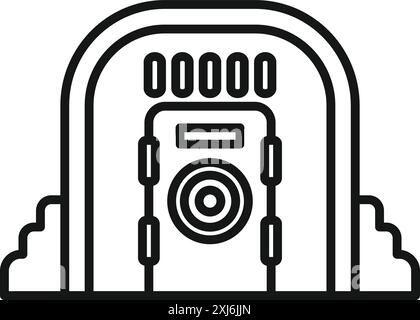 Big bunker door is protecting from nuclear explosion Stock Vector