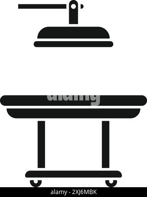 Black silhouette of a medical examination table with surgical lamp, healthcare concept Stock Vector
