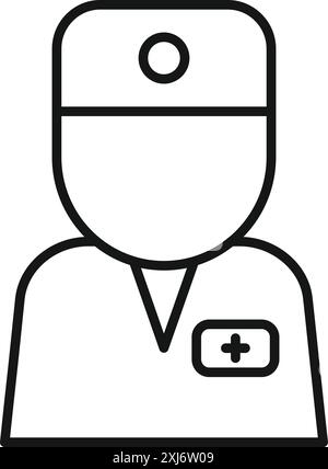 This simple icon depicts a healthcare professional wearing a uniform Stock Vector