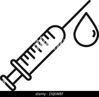 Medical syringe is releasing a drop of vaccine for virus treatment Stock Vector
