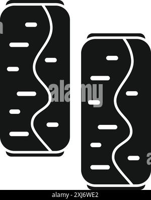 Black glyph icon depicting two aluminum cans standing up, for soda or beer beverages Stock Vector