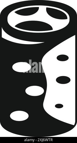 Black glyph icon representing a sushi roll, a traditional japanese dish made with vinegared rice, seaweed and various ingredients, often raw seafood Stock Vector