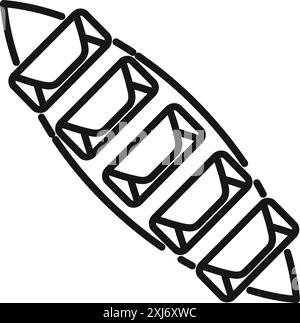 Factory production line transporting paper letters in envelopes, delivering mail to sorting department Stock Vector
