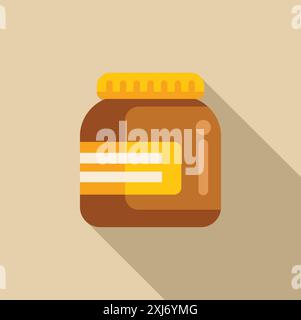 Closed glass jar filled with peanut butter with a blank label, perfect for showcasing your branding Stock Vector