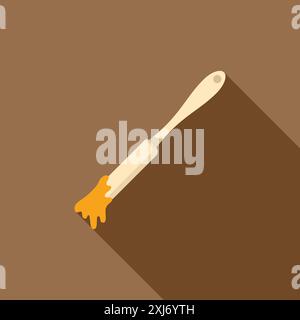 Silicone pastry brush spreading honey flat design icon with long shadow Stock Vector