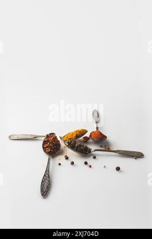 spoons with various spices Stock Photo