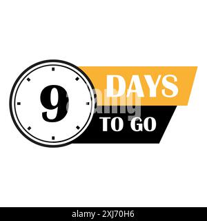 Countdown timer icon. Number nine detail. Days to go. Vector illustration. Stock Vector