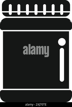 Black glyph icon of a jar, perfect for projects related to food storage or preservation Stock Vector