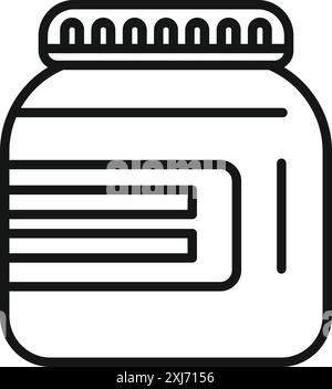 Simple line icon of a jar, perfect for representing protein powder, supplements, or other sports nutrition products Stock Vector