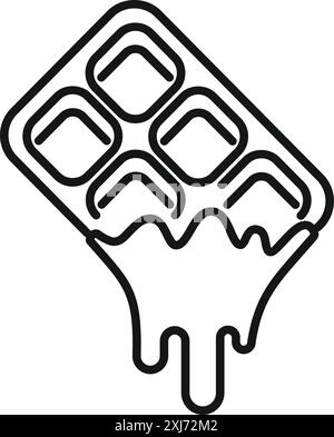 Line art illustration of a melting chocolate bar, perfect for a logo or food related design Stock Vector