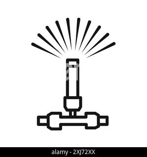 Automatic irrigation sprinklers icon vector line logo mark or symbol set collection outline style Stock Vector