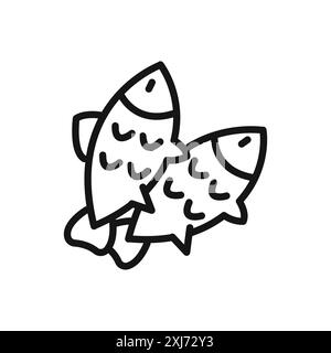 Bait Fishing Minnow icon vector line logo mark or symbol set collection outline style Stock Vector