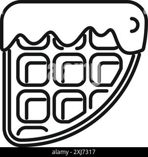 Simple, single color icon of a waffle with syrup Stock Vector