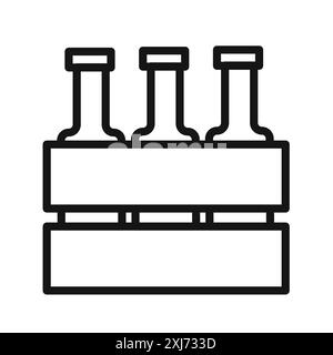 beer bottles in basket icon vector line logo mark or symbol set collection outline style Stock Vector