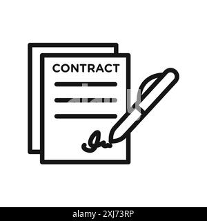 contract signing line icon, outline symbol, vector illustration ...