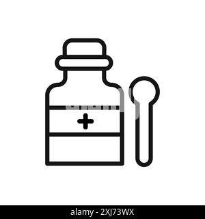 cough syrup icon logo sign vector outline in black and white color ...