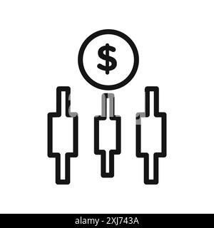 Forex stock market icon vector line logo mark or symbol set collection outline style Stock Vector