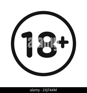 Eighteen plus icon vector line logo mark or symbol set collection outline style Stock Vector