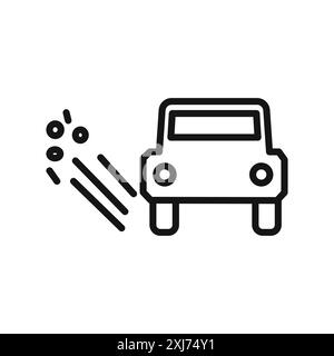 Loose chippings roadworks sign icon vector line logo mark or symbol set collection outline style Stock Vector