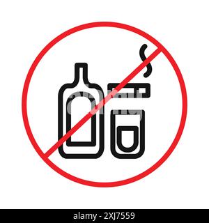 Quitting bad habits icon vector line logo mark or symbol set collection outline style Stock Vector