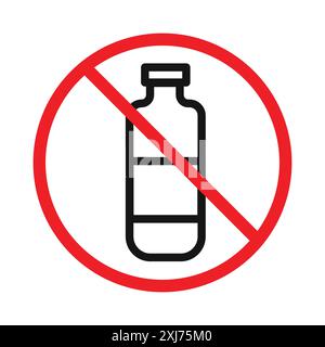 No plastic bottle icon vector line logo mark or symbol set collection outline style Stock Vector