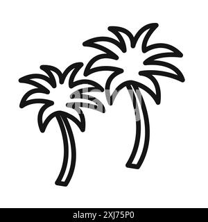 Palm tree icon vector line logo mark or symbol set collection outline style Stock Vector