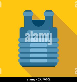 Blue bulletproof vest providing protection on yellow background Stock Vector