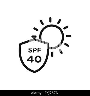 Sun protection factor 40 icon vector line logo mark or symbol set collection outline style Stock Vector