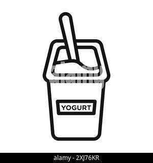 Yogurt icon vector line logo mark or symbol set collection outline style Stock Vector