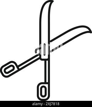 Gardening scissors cutting branches icon thin line style Stock Vector