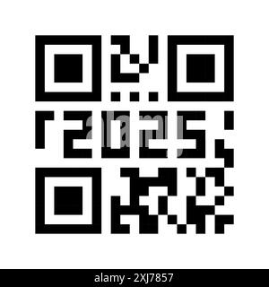 QR code 2025 number. New Year barcode concept design template. Vector eps illustration for banner, poster, greeting card, invitation Stock Vector