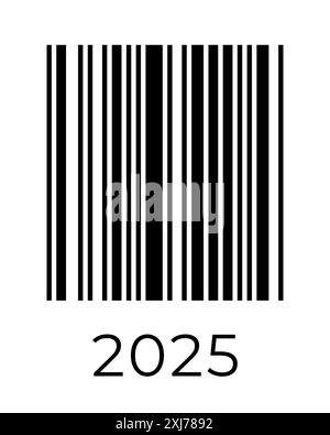 Real barcode 2025 number. New Year holiday QR code concept design template. Vector eps illustration for celebration banner, poster, greeting card, invitation Stock Vector