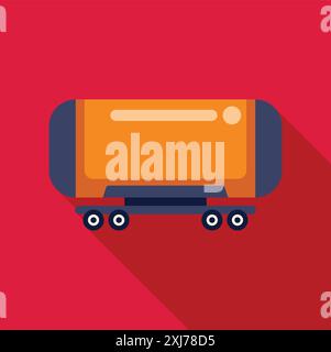 Tank trailer truck transporting cargo, logistics and freight forwarding, long haul transportation concept Stock Vector