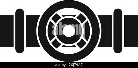 Black pipeline valve showing plumbing control system for industrial use Stock Vector