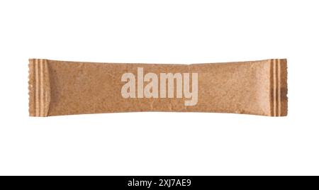 blank stick sachet brown sugar package isolated on white background Stock Photo