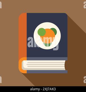 Blue chemistry book cover with an orange and green molecule icon, symbolizing scientific study and knowledge Stock Vector