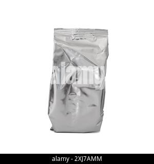 blank foil Aluminium bag for baby milk powder, tea or coffee isolated on white background with clipping path Stock Photo