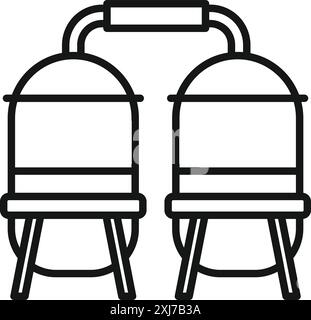 Line drawing of a double water tank system, ideal for illustrating concepts related to water storage, purification, or distribution Stock Vector